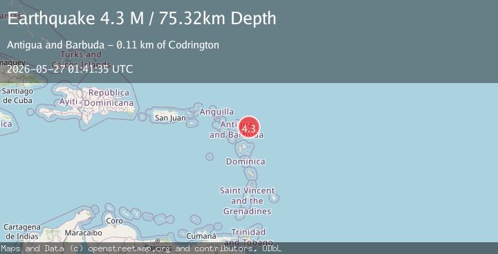 Map of Antigua and Barbuda region, Leeward Islands