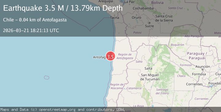 Map of near the coast of Antofagasta, Chile