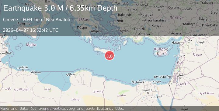 Map of Offshore Crete, Greece