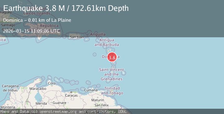 Map of Dominica region, Leeward Islands
