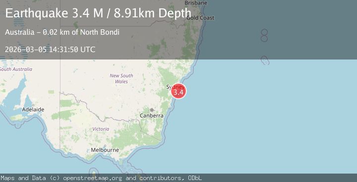Map of near the southeast coast of Australia