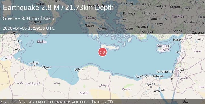 Map of Offshore Crete, Greece