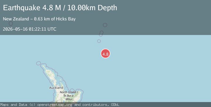 Map of south of the Kermadec Islands
