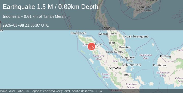Map of northern Sumatra, Indonesia