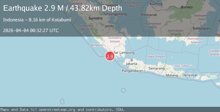 Map of southern Sumatra, Indonesia
