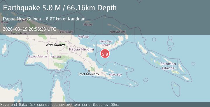 Map of New Britain region, Papua New Guinea