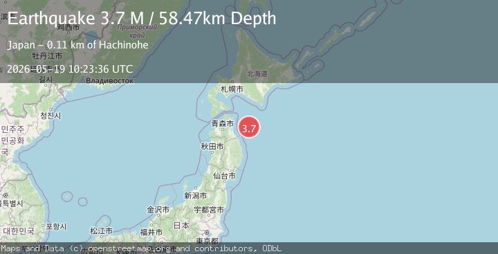 Map of near the east coast of Honshu, Japan