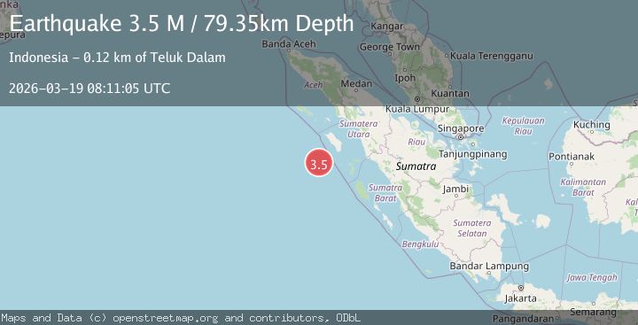 Map of off the west coast of northern Sumatra