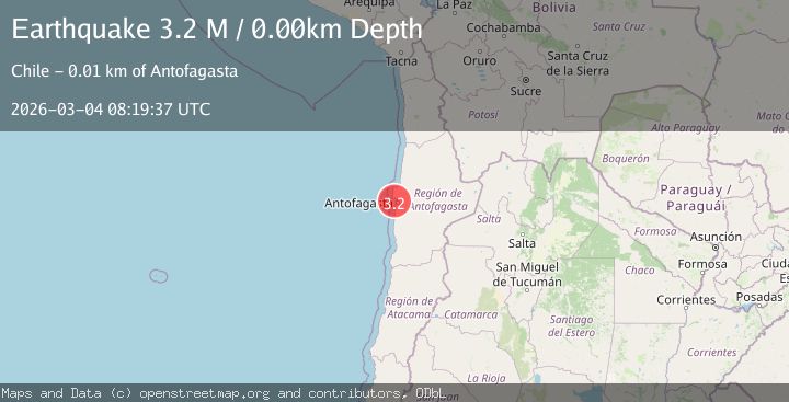 Map of near the coast of Antofagasta, Chile