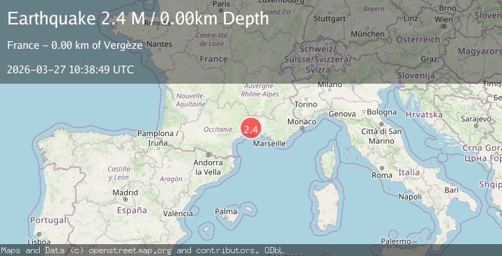 Map of near the south coast of France