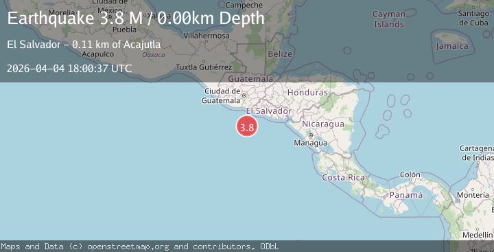 Map of off the coast of Central America