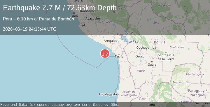Map of near the coast of southern Peru