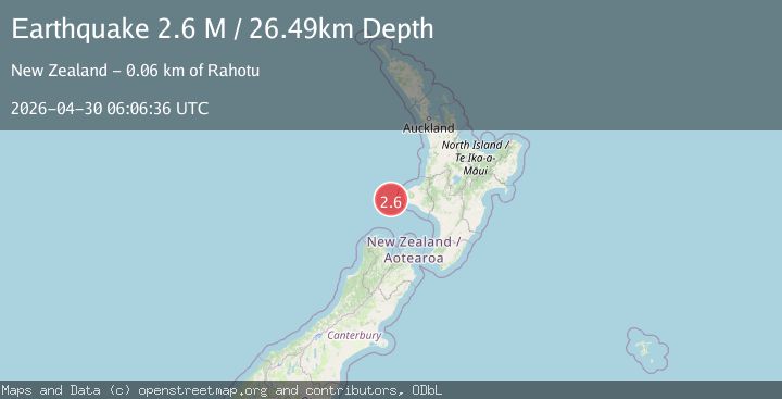 Map of off the west coast of the North Island of New Zealand