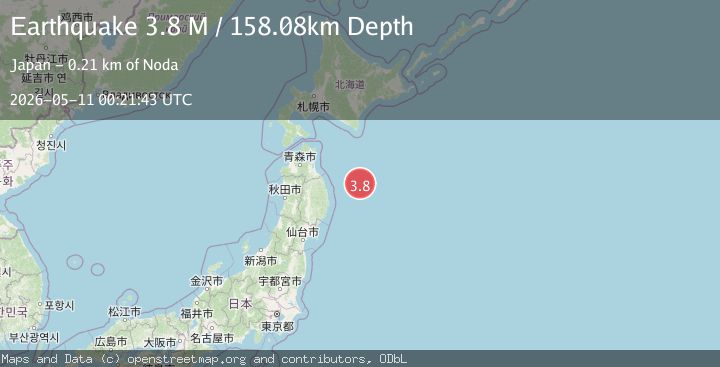 Map of off the east coast of Honshu, Japan