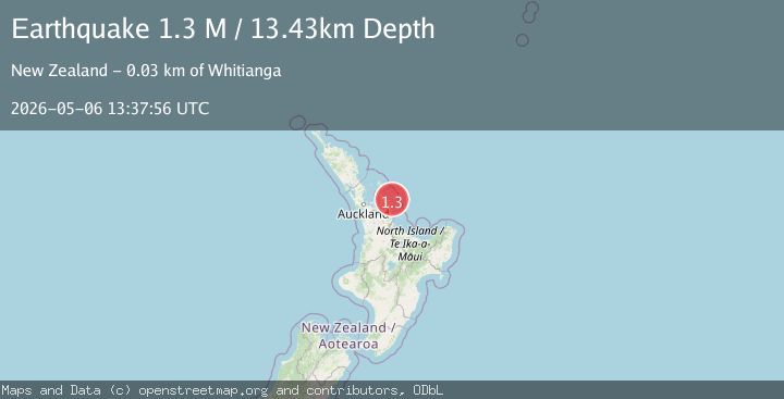 Map of off the east coast of the North Island of New Zealand