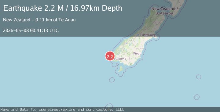 Map of off the west coast of the South Island of New Zealand