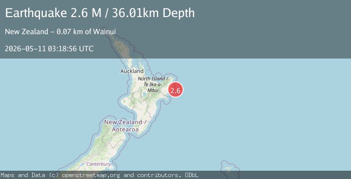 Map of off the east coast of the North Island of New Zealand