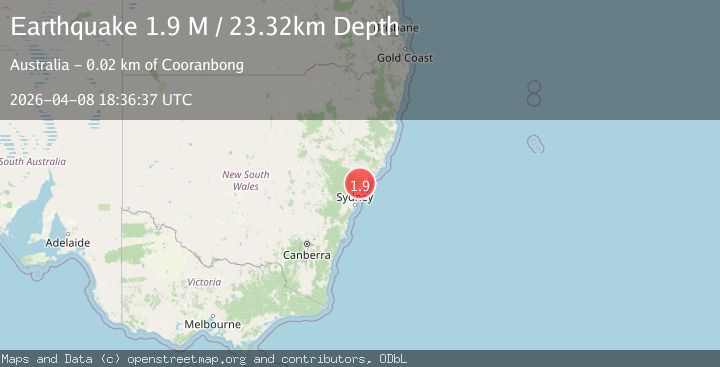 Map of near the southeast coast of Australia