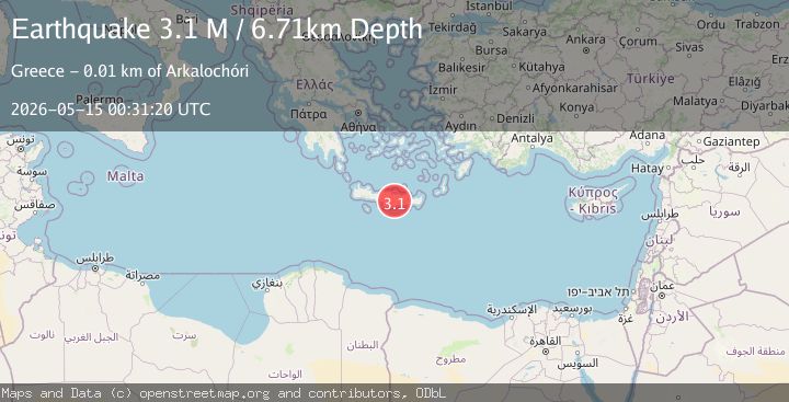 Map of Offshore Crete, Greece