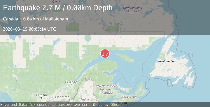 Map of Gaspe Peninsula, Quebec, Canada