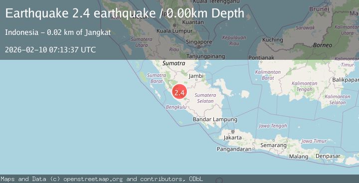 Map of southern Sumatra, Indonesia