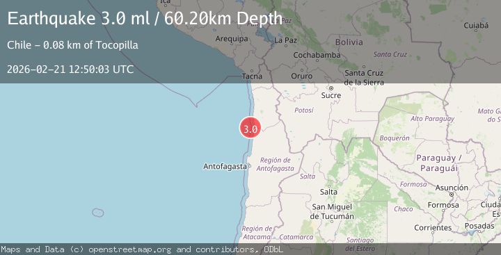 Map of near the coast of Antofagasta, Chile