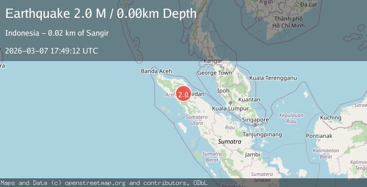 Map of northern Sumatra, Indonesia