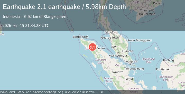 Map of northern Sumatra, Indonesia