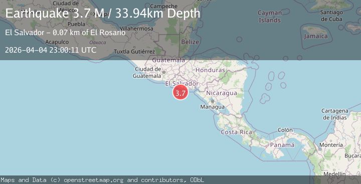 Map of offshore El Salvador