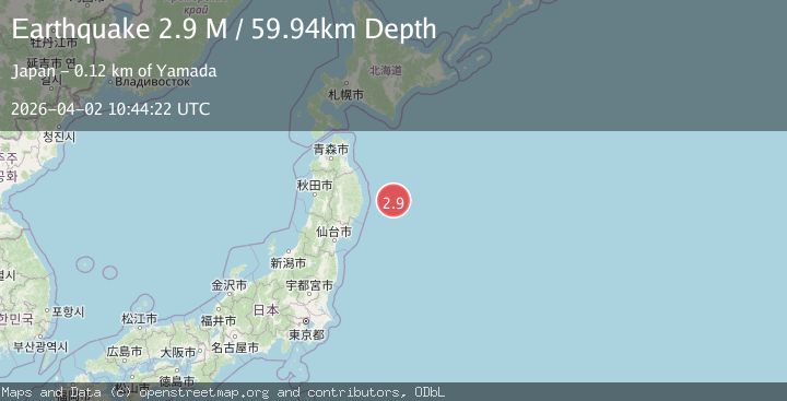 Map of off the east coast of Honshu, Japan