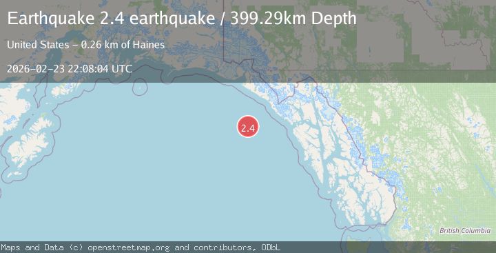 Map of off the coast of Southeastern Alaska