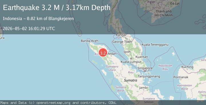 Map of northern Sumatra, Indonesia