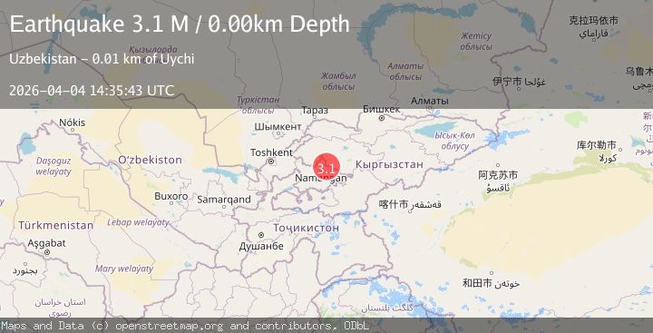 Map of eastern Uzbekistan