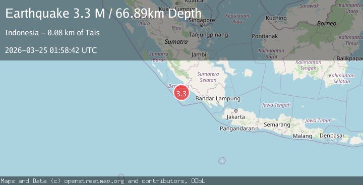 Map of southern Sumatra, Indonesia