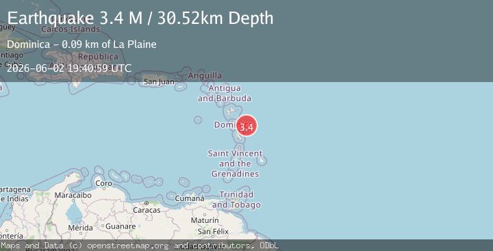 Map of Dominica region, Leeward Islands