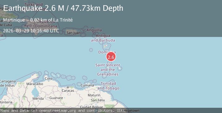 Map of Martinique region, Windward Islands