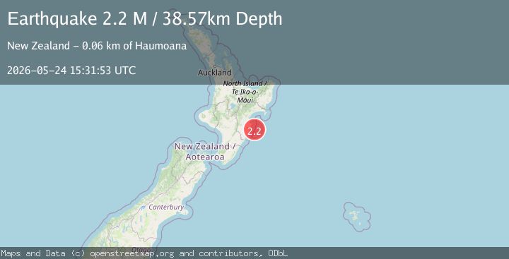 Map of off the east coast of the North Island of New Zealand