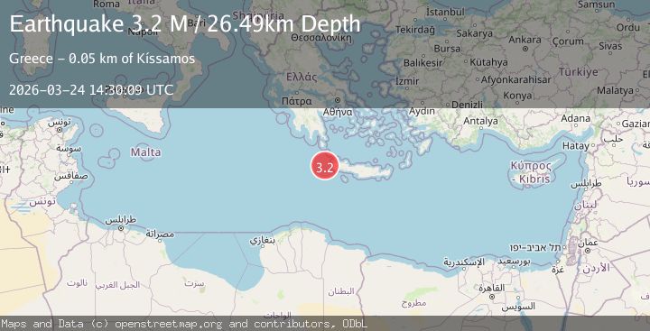 Map of Offshore Crete, Greece