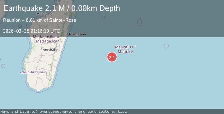 Map of Mauritius - Reunion region