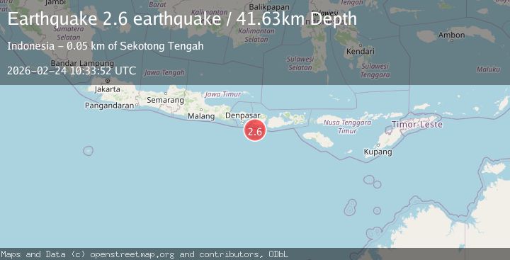 Map of south of Bali, Indonesia
