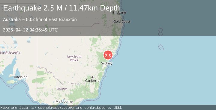 Map of near the southeast coast of Australia