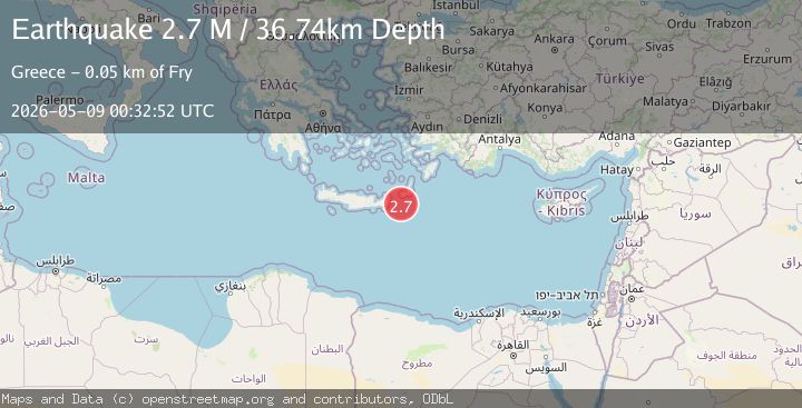 Map of Offshore Crete, Greece