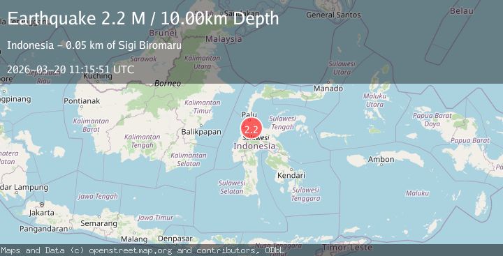 Map of Sulawesi, Indonesia