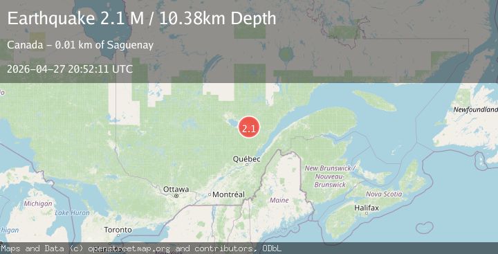Map of southern Quebec, Canada