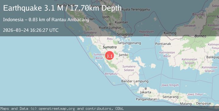 Map of southern Sumatra, Indonesia