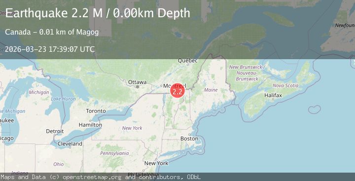 Map of southern Quebec, Canada