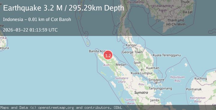 Map of northern Sumatra, Indonesia