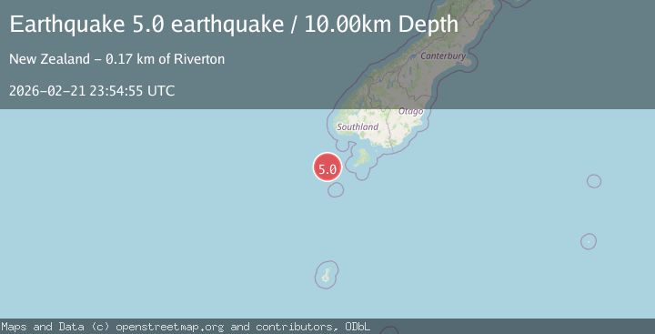 Map of off the west coast of the South Island of New Zealand