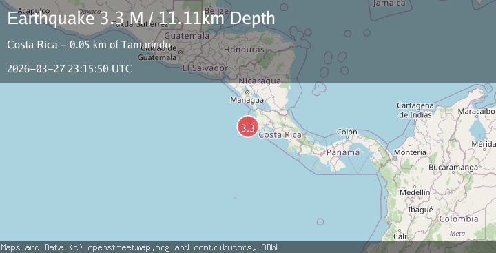 Map of off the coast of Costa Rica