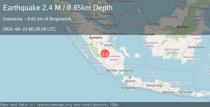 Map of southern Sumatra, Indonesia